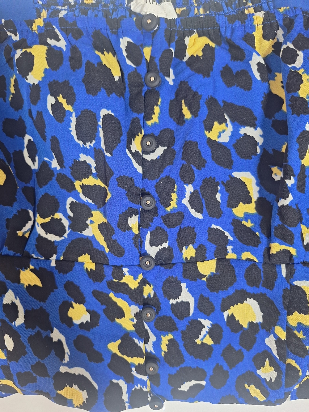 Riha Blue Leopard Print Puff Sleeve Crop Top - Picture 3 of 8